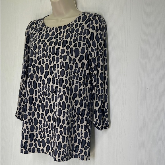 Boden - Leopard Colorful  Animal Print Round Neck Long Sleeve Blouse Size 6 - Picture 5 of 10